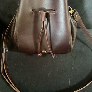 Portland Leather Brown Crossbody Bucket Bag